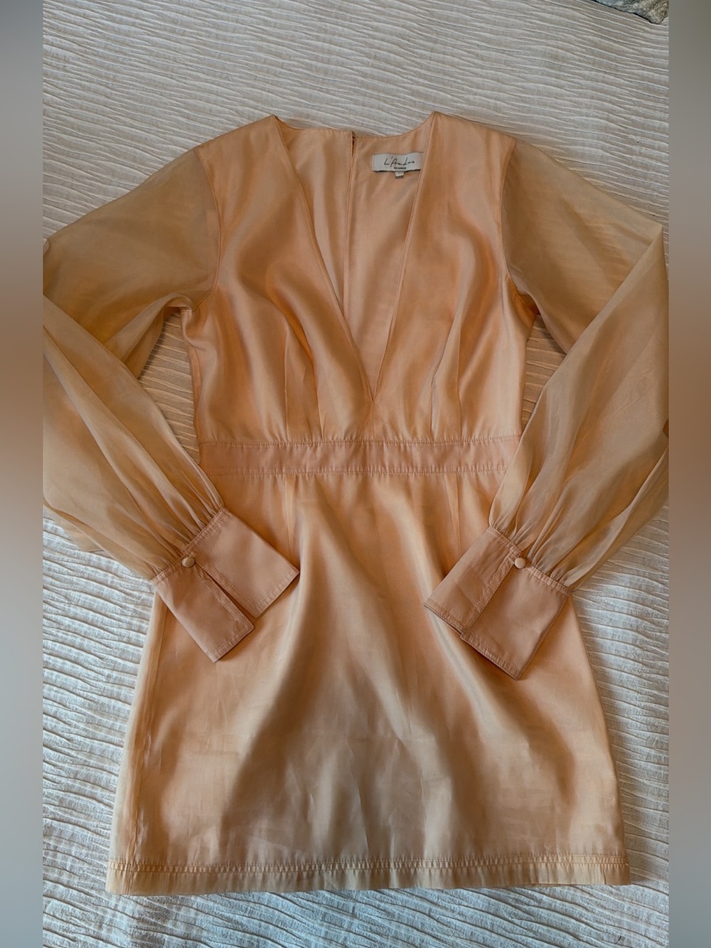 L'Academie Long Sleeve Mini Dress in Peach
